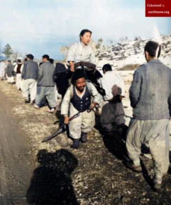 남성은 사진을 요청한 기자(그림자)를 위해 가던 길을 잠시 돌아선 것으로 추정된다. 미안한 표정이 역력한 아내의 표정과 아무렇지 않게 웃고 있는 남편의 표정에서 부부의 깊은 애정이 느껴진다. 7