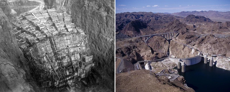 '뉴딜 정책의 상징'으로 불리는 후버댐(Hoover Dam). 공사비로만 4900만 달러가 소요된 큰 공사로 이는 2020년 가치로 6억 8400만 달러(한화 약 8718억 원)에 해당한다. 1