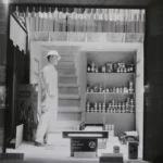 아래 사진은 1956년, 코네티컷 주 하트퍼드에 있는 세이지 앨런 백화점(Sage Allen Department Store)의 쇼윈도에서 핵전쟁 시 방사능 낙진을 피하기 위해 민간이 지하실에 준비할 수 있는 대피소의 표준안을 전시하고 있다. 19