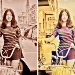 공산화되기 전인 1972년, 월남(베트남 공화국)의 수도 사이공(현재의 호치민) 거리에서 포착된 자전거를 타고 가던 소녀의 모습. 11