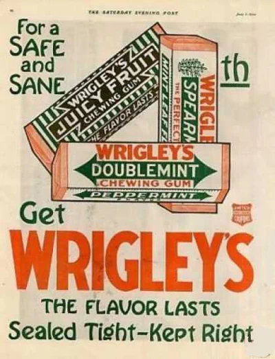 리글리껌(Wrigley's Gum)은 오늘날 세계 최대의 껌 제조 및 유통회사지만 사실 출발부터 껌을 만든 것은 아니었다. 7