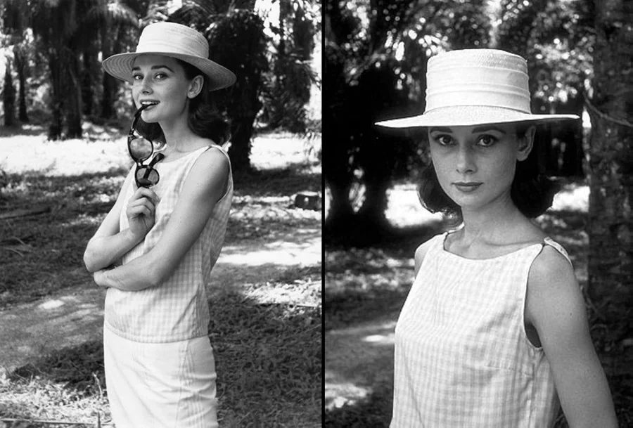 1958년, 영국 출신의 여배우 오드리 헵번(Audrey Hepburn, 1929~1993)이 아프리카 콩고의 숲속에서 반려견과 함께 앉아있다. 57